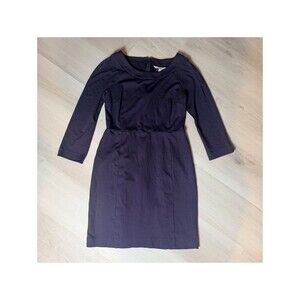 Banana Republic Womens 6 Round Neck 3/4 Sleeve Shift Ponte Dress Vineyard Plum